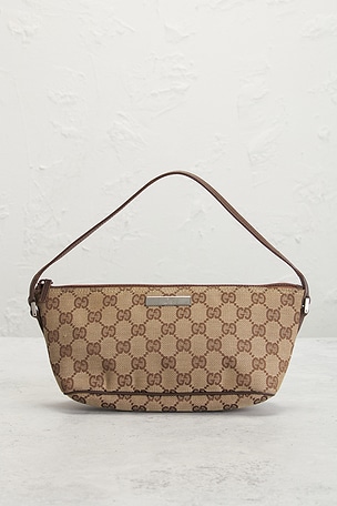 FWRD Renew Gucci GG Boat Pochette Shoulder Bag in Brown