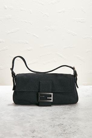 FWRD Renew Fendi Baguette Shoulder Bag in Grey
