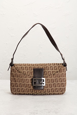 FWRD Renew Fendi Zuccheno Baguette Shoulder Bag en Marron