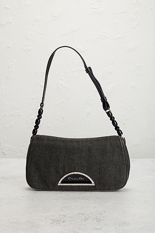 FWRD Renew Dior Denim Maris Pearl Shoulder Bag in Black