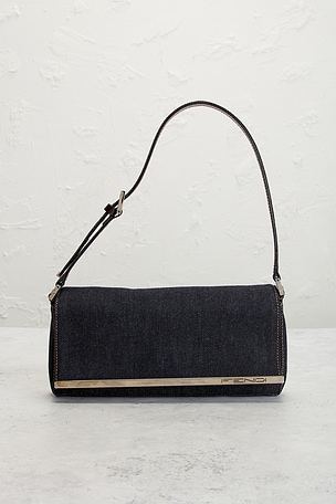 FWRD Renew Fendi Denim Shoulder Bag in Blue