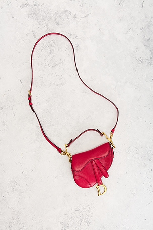 FWRD Renew Dior Micro Saddle Bag in Red