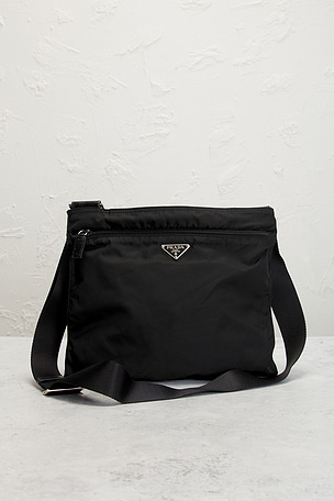 FWRD Renew Prada Tessuto Flat Messenger Bag