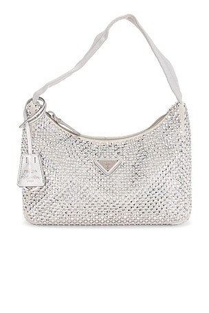 Prada Satin Crystal Embellished Re-Edition 2000 Shoulder Bag FWRD Renew