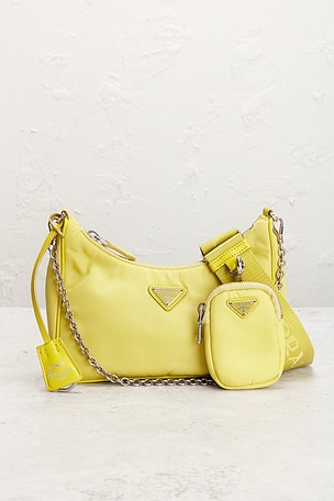 FWRD Renew Prada Re-Edition 2005 Re-Nylon Shoulder Bag in Yellow