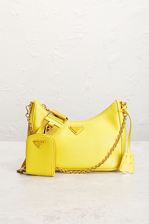 FWRD Renew Prada Saffiano Re-Edition 2005 Shoulder Bag in Yellow