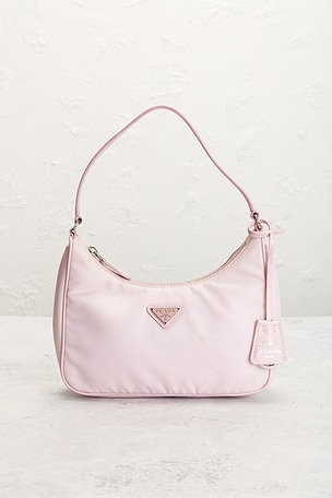 FWRD Renew Prada Mini Re-Edition Re-Nylon Shoulder Bag in Pink