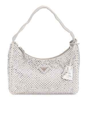 Prada Satin Crystal Embellished Mini Re-Edition 2000 Shoulder Bag FWRD Renew