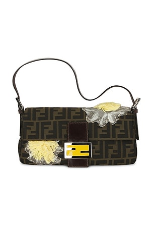 Fendi Floral Applique Zucca Baguette Shoulder Bag FWRD Renew