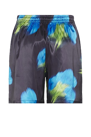FLANEUR Blurred Flower Shorts in Black