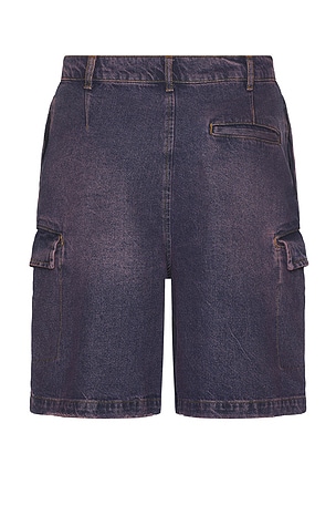 FLANEUR Denim Cargo Shorts in Purple
