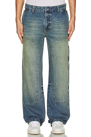 Dickies Loose Fit Double Knee Denim Jean in Stonewashed Vintage Blue