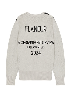 FLANEUR Spectator Jacquard Sweater in Light Grey