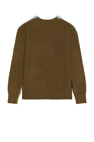 FLANEUR Knitted Swirl Sweater in Olive,Baby Blue