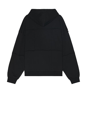 FLANEUR Cut And Sew Zip Up Hoodie in Black