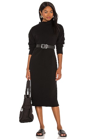 Frank & Eileen Funnel Neck Midi Dress in Black | REVOLVE