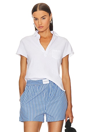 superdown Bernice Cropped Polo Top in White