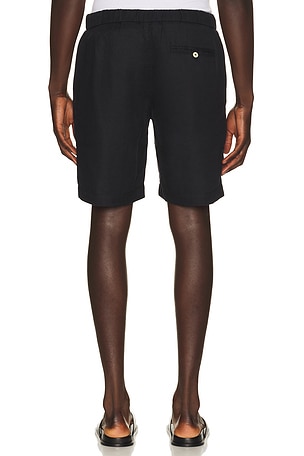 Frescobol Carioca Felipe Linen Shorts in Black. Size 38. Also