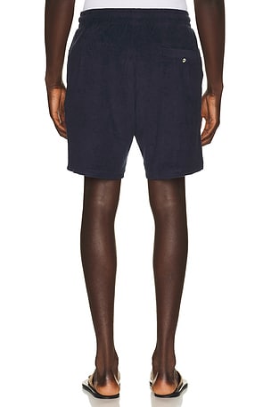 Frescobol Carioca Augusto Terry Cotton Blend Shorts in Navy
