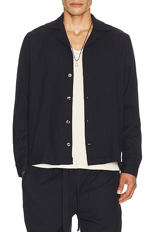 Safra Wool Knitted Camp Collar Long Sleeve Shirt Frescobol Carioca
