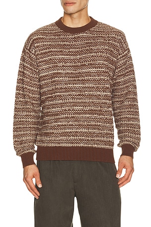 Jardim Cotton Blend Crew Neck Striped Sweater Frescobol Carioca