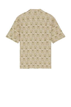 Frescobol Carioca Roberto Palmeira Printed Linen Shirt in Green. Size XL/1X. Also