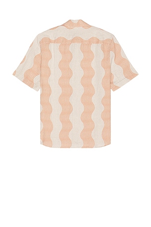 Frescobol Carioca Castro Duo Cabana Stripe Short Sleeve Shirt in Cream. Size XL/1X. Also