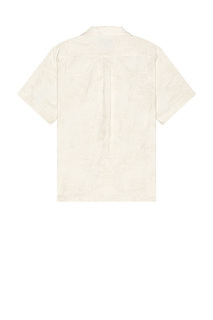 Frescobol Carioca Franca Cotton Blend Raffia Jacquard Short Sleeve Shirt in Cream. Size XL/1X. Also