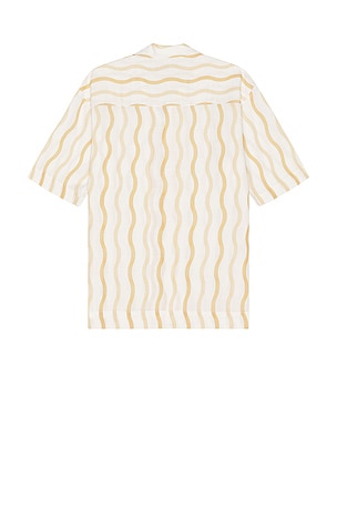 Frescobol Carioca Cassio Pyjama Short Sleeve Shirt Cabana Stripe Print in Cream. Size S. Also
