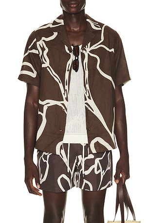 Roberto Linen Short Sleeve Shirt Flor Printt Frescobol Carioca