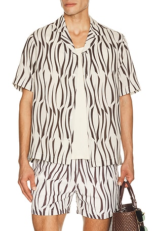 Roberto Lyocell Blend Vento Print Short Sleeve Shirt Frescobol Carioca
