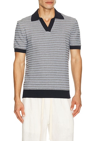 Rino Cotton Blend Short Sleeve Contrast Knitted Polo Frescobol Carioca