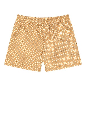 Frescobol Carioca Rio Swim Short Lotus Print in Brown. Size XL/1X. Also