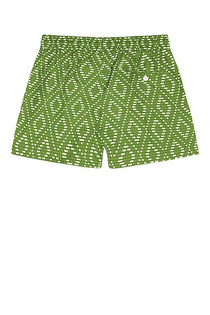 Frescobol Carioca Rio Swim Short Raffia Angra Print in Green. Size S. Also
