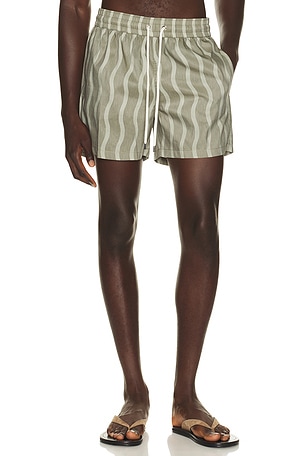 Rio Linen Blend Cabana Wave Swim Short Frescobol Carioca