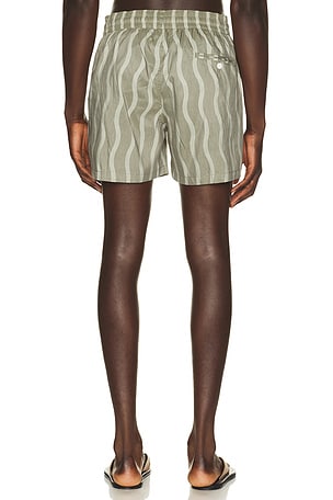 Frescobol Carioca Rio Linen Blend Cabana Wave Swim Short in Green