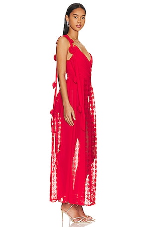 For Love & Lemons Hannah Maxi Dress in Red