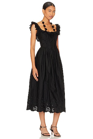 For Love & Lemons Lindsey Midi Dress in Black