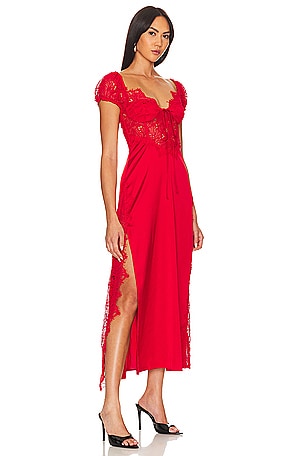 For Love & Lemons Casey Maxi Dress in Red