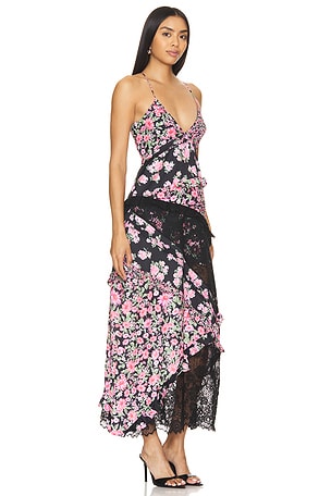 For Love & Lemons Rosalyn Maxi Dress in Black