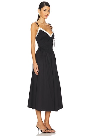 For Love & Lemons Bethany Midi Dress in Black