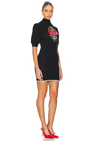 For Love & Lemons Donella Knit Mini Dress in Black