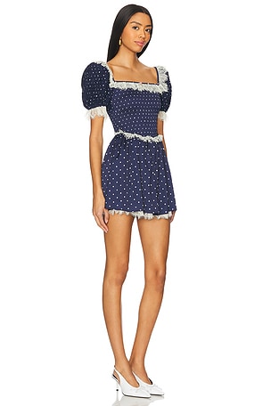 For Love & Lemons Ines Mini Dress in Navy