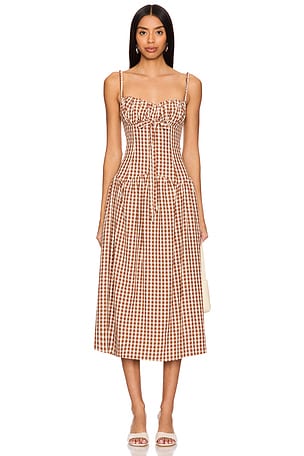 ROBE MI-LONGUE GINGERBREAD GINGHAM For Love & Lemons