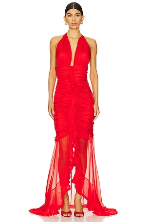 For Love & Lemons Kayta Gown in Red