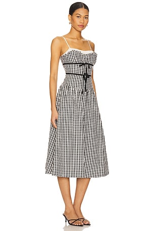 For Love & Lemons Georgia Gingham Midi Dress in Black