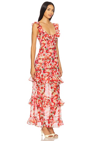 For Love & Lemons Ambrosia Maxi Dress in Red