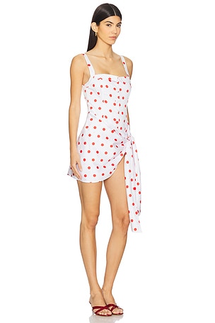 For Love & Lemons Red Dot Mini Dress in White