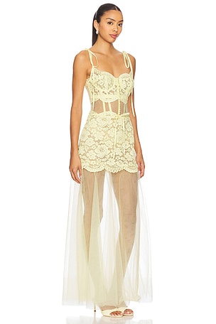 For Love & Lemons Viola Gown in Lemon