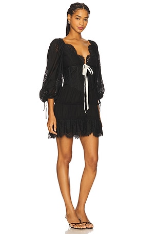 For Love & Lemons Ellis Mini Dress in Black